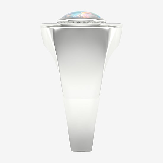 Mens Lab Created White Opal Sterling Silver Fashion Ring