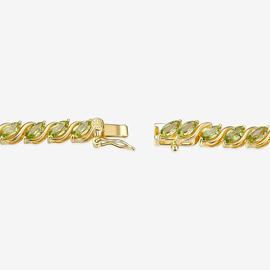Womens Genuine Green Peridot 18K Gold Over Silver Tennis Bracelet