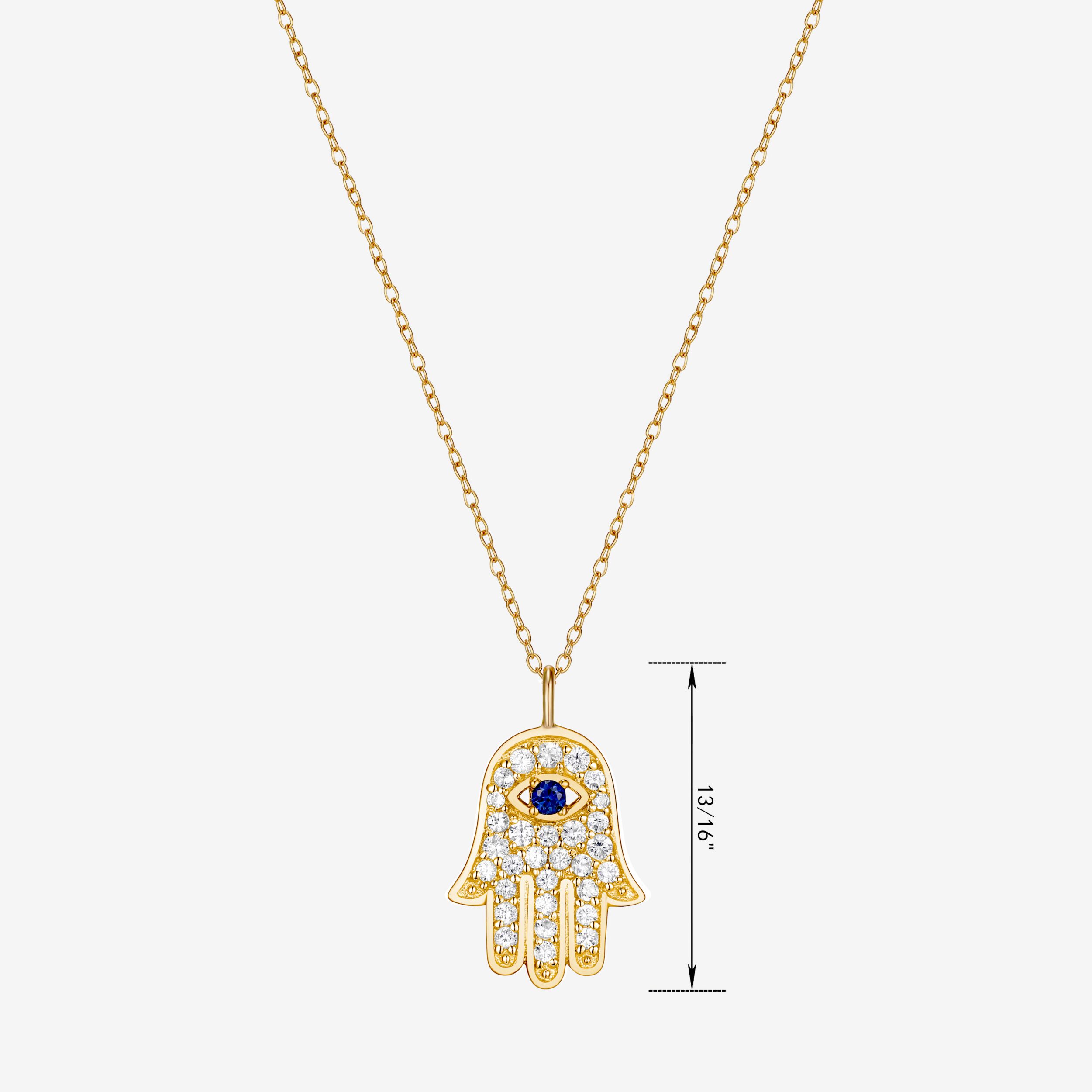 Womens 1/2 CT. T.W. Multi Color Cubic Zirconia 18K Gold Over Silver Hamsa 18 Inch Pendant Necklace