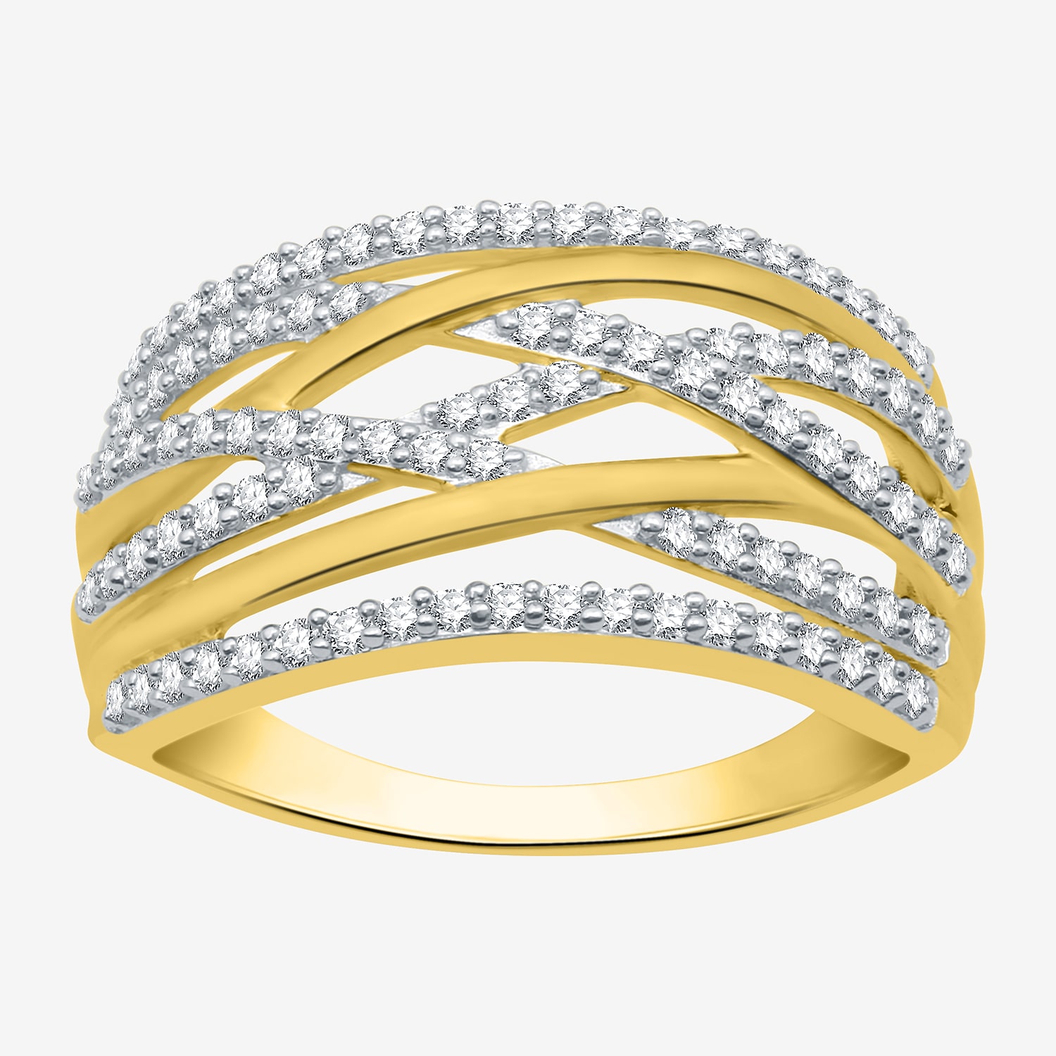 Womens 1/2 CT. T.W. Natural White Diamond 14K Gold Over Silver Crossover Band