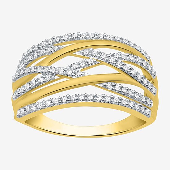 Womens 1/2 CT. T.W. Natural White Diamond 14K Gold Over Silver Crossover Band