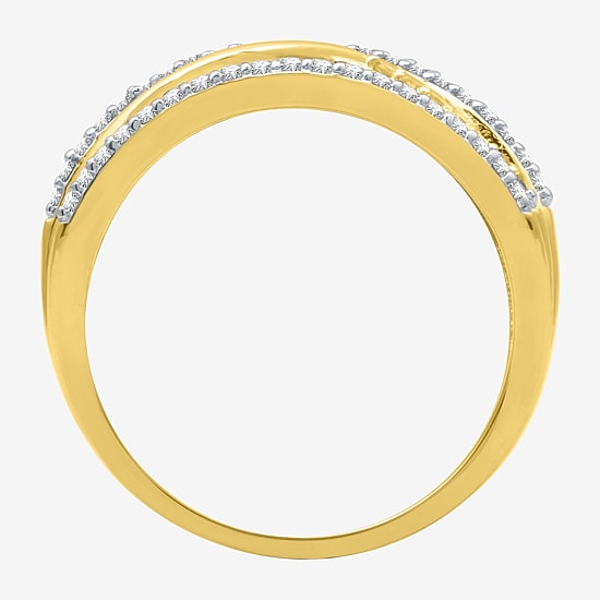 Womens 1/2 CT. T.W. Natural White Diamond 14K Gold Over Silver Crossover Band