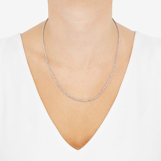 10K White Gold 18-24 Inch Hollow Rope Chain Necklace