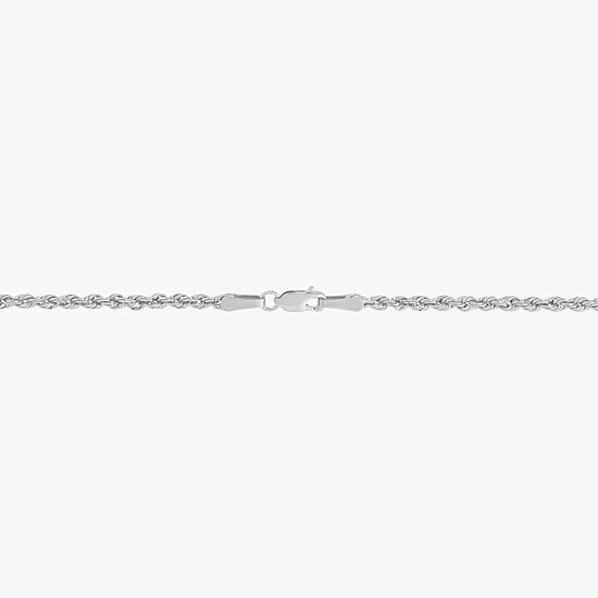 10K White Gold 18-24 Inch Hollow Rope Chain Necklace