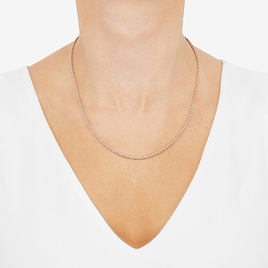 Unisex Adult 10K Rose Gold 18 Inch Rope Chain Necklace