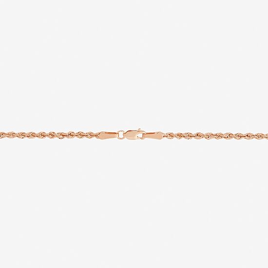 Unisex Adult 10K Rose Gold 18 Inch Rope Chain Necklace
