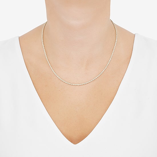 10K Gold 18 - 24 Inch Hollow Rope Chain Necklace