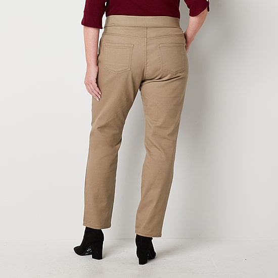 Liz Claiborne Womens Amber Mid Rise Slim Pull-On Pants - Plus