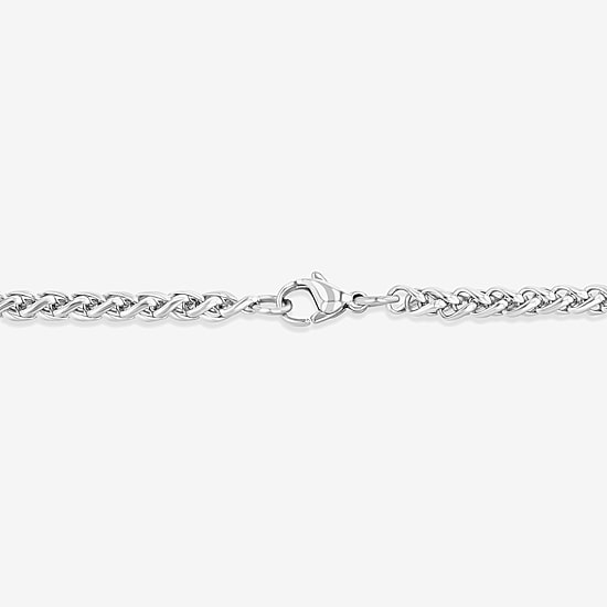 Mens White Cubic Zirconia Stainless Steel Cross 24 Inch Pendant Necklace