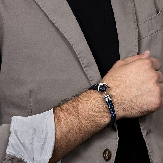 Mens Stainless Steel Cord Bracelet
