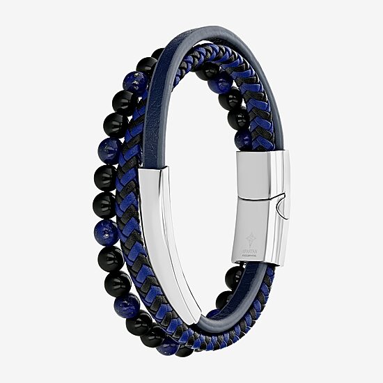 Mens Stainless Steel Beaded Bracelet