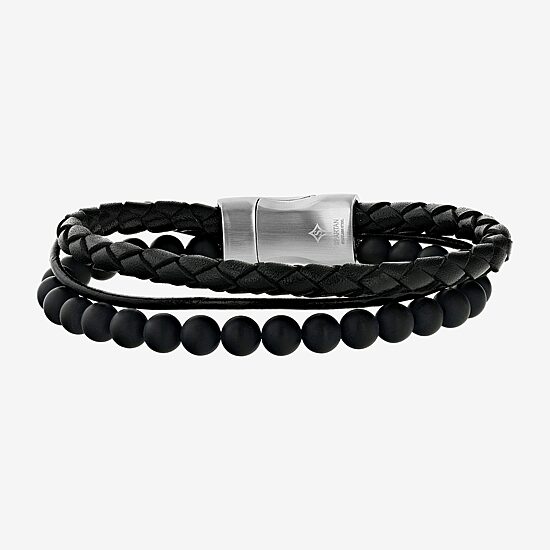 Mens Stainless Steel Beaded Bracelet