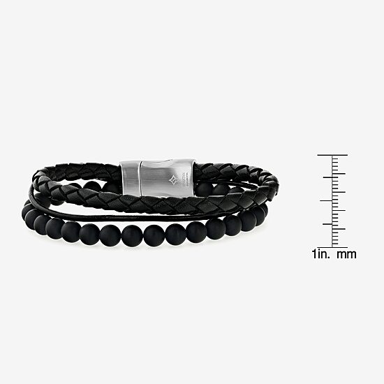 Mens Stainless Steel Beaded Bracelet
