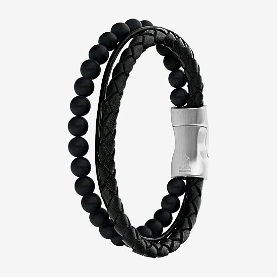 Mens Stainless Steel Beaded Bracelet