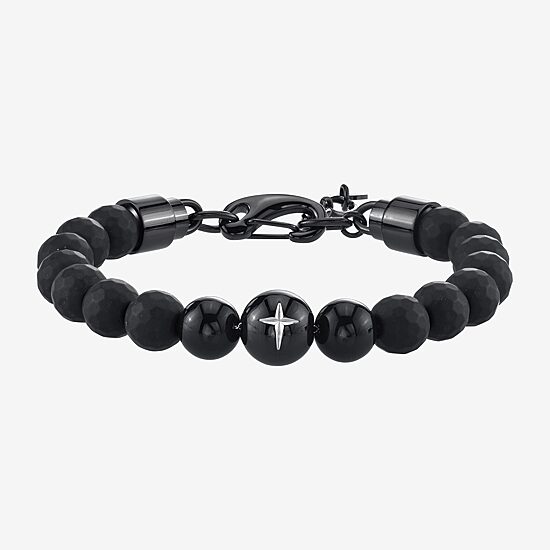 Mens Stainless Steel Beaded Bracelet
