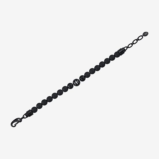 Mens Stainless Steel Beaded Bracelet