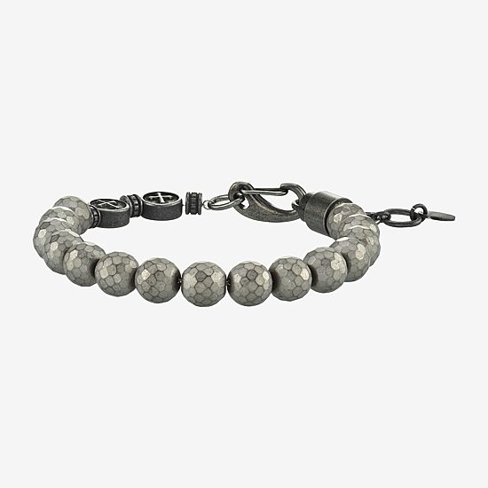 Mens Stainless Steel Beaded Bracelet