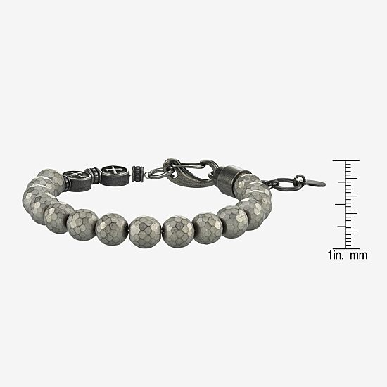 Mens Stainless Steel Beaded Bracelet
