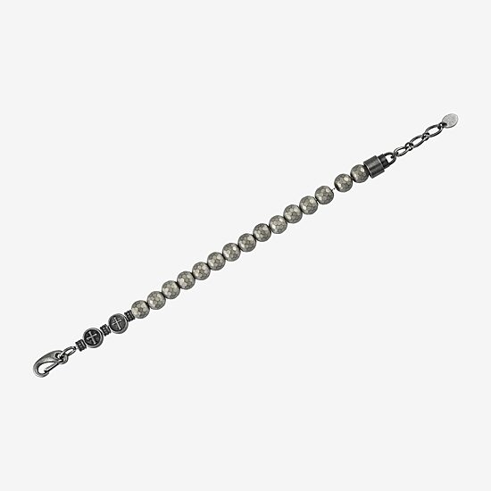 Mens Stainless Steel Beaded Bracelet