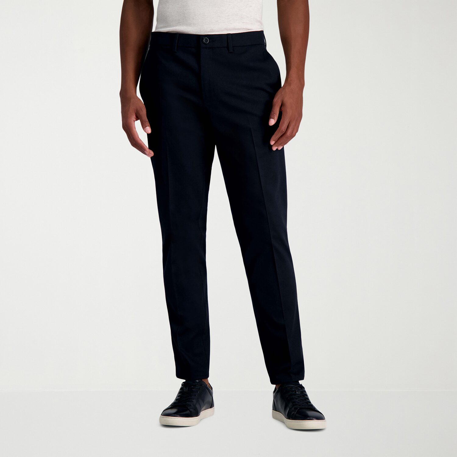 Haggar Wrinkle Free Performance Khaki Mens COMFORT WAISTBAND Slim Fit Flat Front Pant
