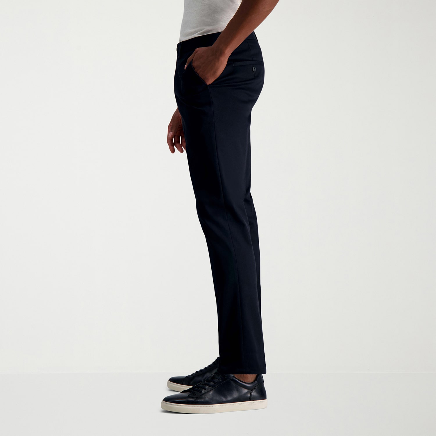 Haggar Wrinkle Free Performance Khaki Mens COMFORT WAISTBAND Slim Fit Flat Front Pant