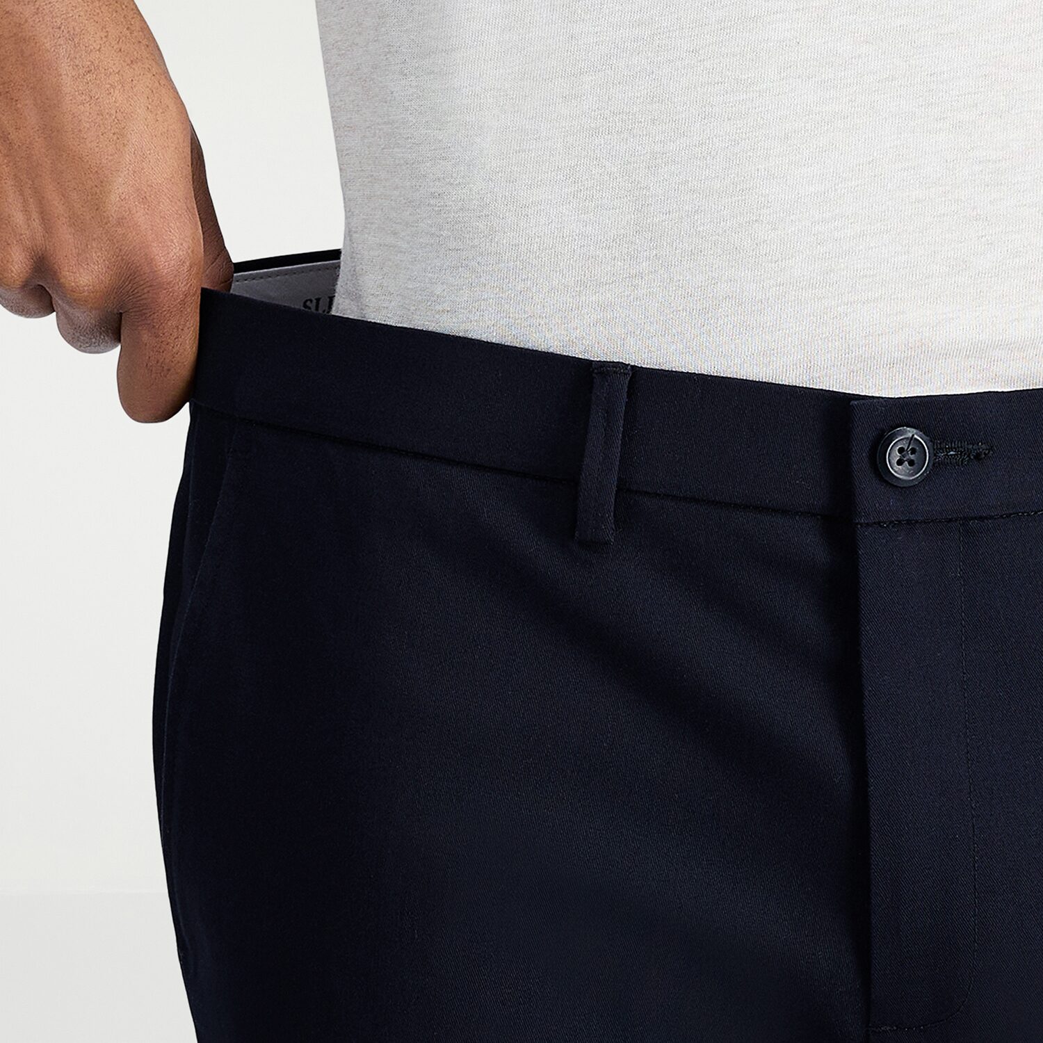 Haggar Wrinkle Free Performance Khaki Mens COMFORT WAISTBAND Slim Fit Flat Front Pant