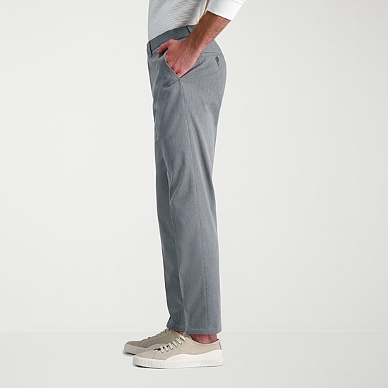 Haggar Wrinkle Free Performance Khaki Mens Comfort Waistband Slim Fit Flat Front Pant