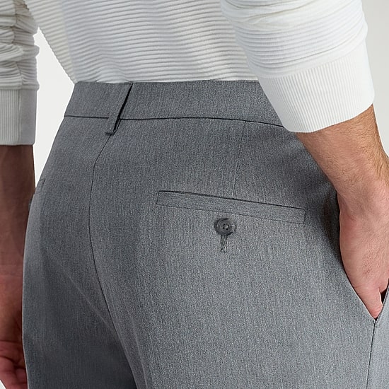 Haggar Wrinkle Free Performance Khaki Mens Comfort Waistband Slim Fit Flat Front Pant
