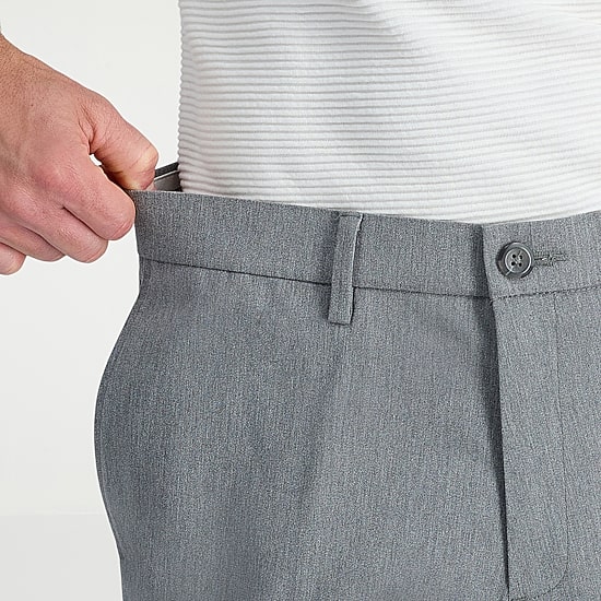 Haggar Wrinkle Free Performance Khaki Mens Comfort Waistband Slim Fit Flat Front Pant