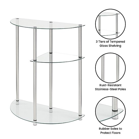 Convenience Concepts Designs2go Living Room Collection Glass Console Table