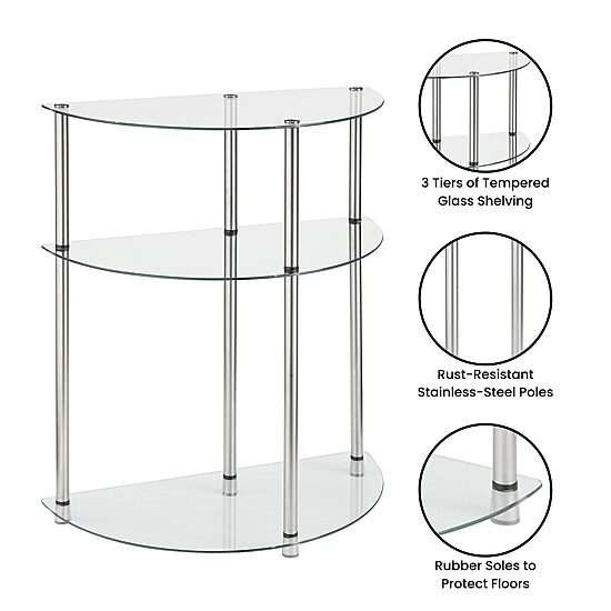 Convenience Concepts Designs2go Living Room Collection Glass Console Table