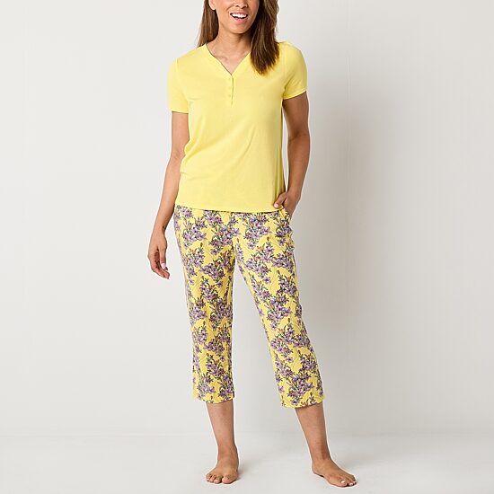 Liz Claiborne Womens Short Sleeve 2-pc. Pajama Set