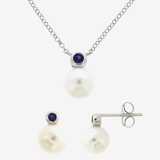 Womens White Cultured Freshwater Pearl Sterling Silver 3-pc. Jewelry Set