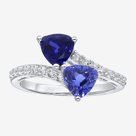 Womens Lab Created Blue Sapphire Sterling Silver Cocktail Ring