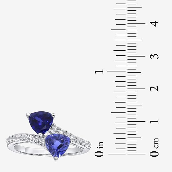 Womens Lab Created Blue Sapphire Sterling Silver Cocktail Ring