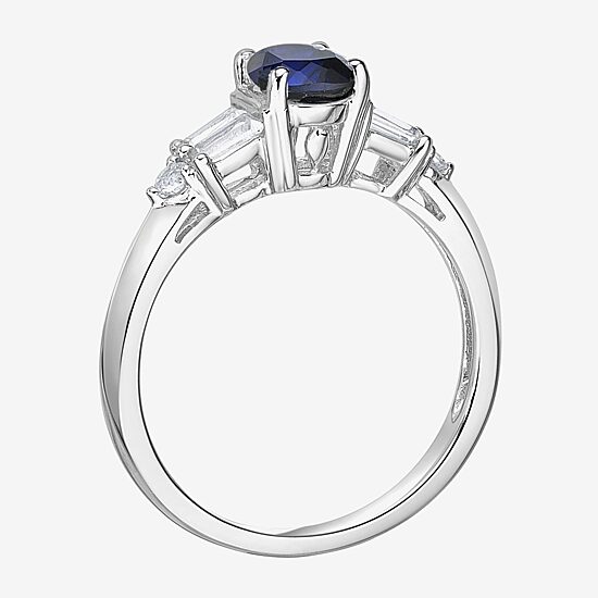 Womens Lab Created Blue Sapphire Sterling Silver Cocktail Ring
