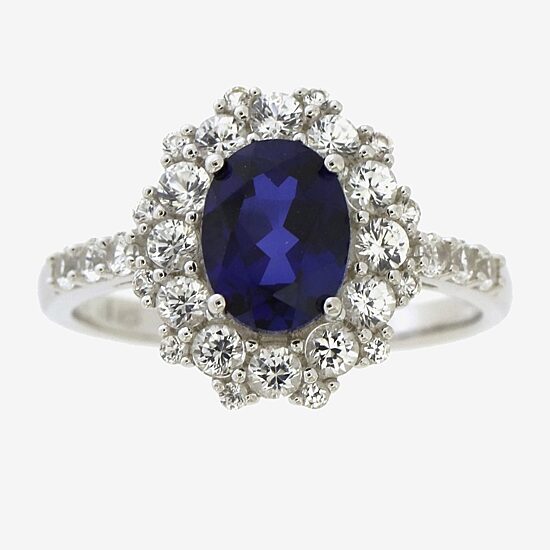 Womens Lab Created Blue Sapphire Sterling Silver Cocktail Ring