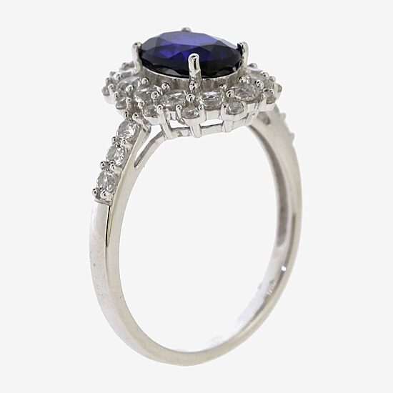 Womens Lab Created Blue Sapphire Sterling Silver Cocktail Ring