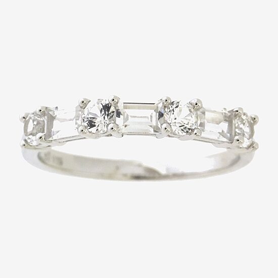 Womens 2.5MM Lab Created White Sapphire Sterling Silver Band