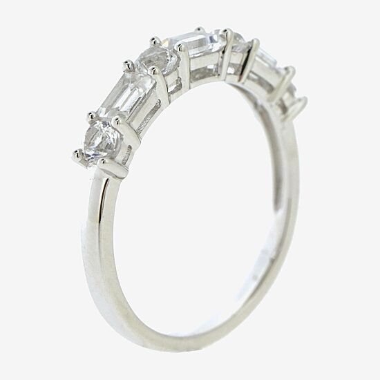 Womens 2.5MM Lab Created White Sapphire Sterling Silver Band