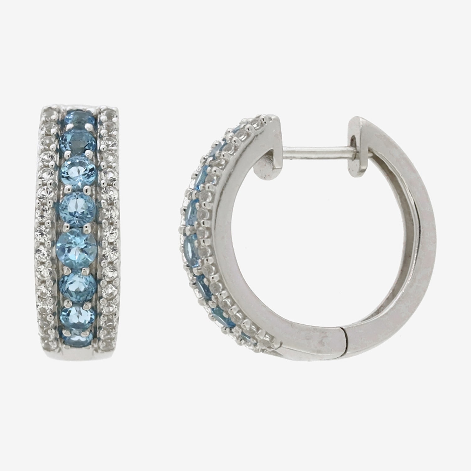 Genuine Gemstone Sterling Silver 21.5mm Hoop Earrings