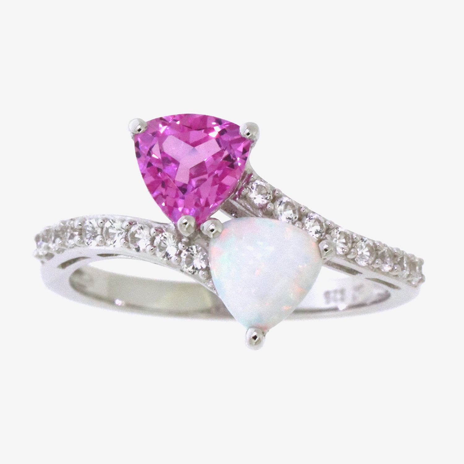 Womens Gemstone Sterling Silver Triangle Bypass Ring