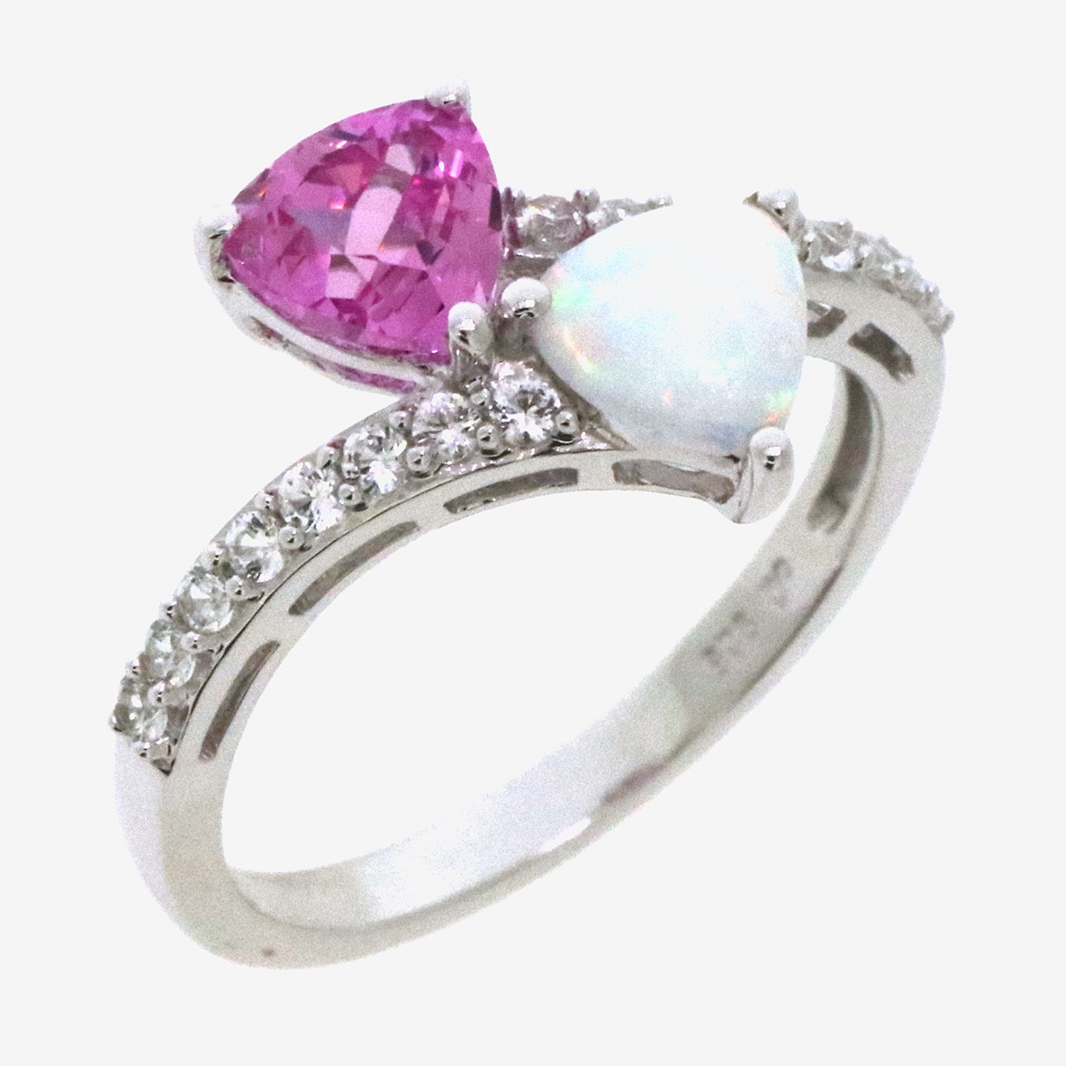 Womens Gemstone Sterling Silver Triangle Bypass Ring