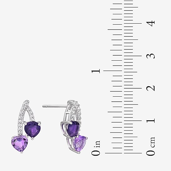 Genuine Purple Amethyst Sterling Silver 16.3mm Stud Earrings
