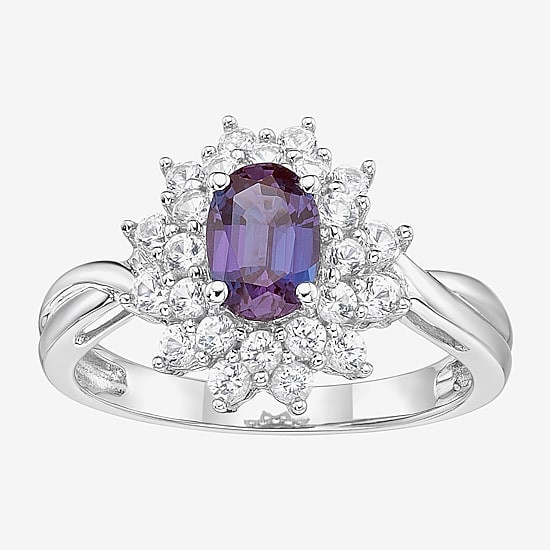 Womens Lab Created Blue Alexandrite Sterling Silver Cocktail Ring