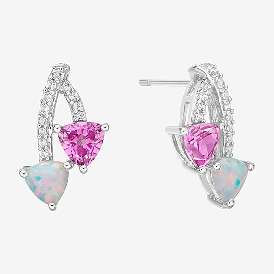 Gemstone Sterling Silver 16.3mm Triangle Stud Earrings