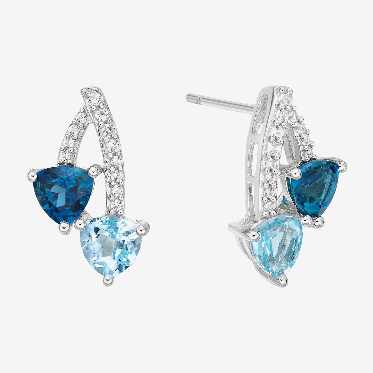 Gemstone Sterling Silver 16.3mm Triangle Stud Earrings