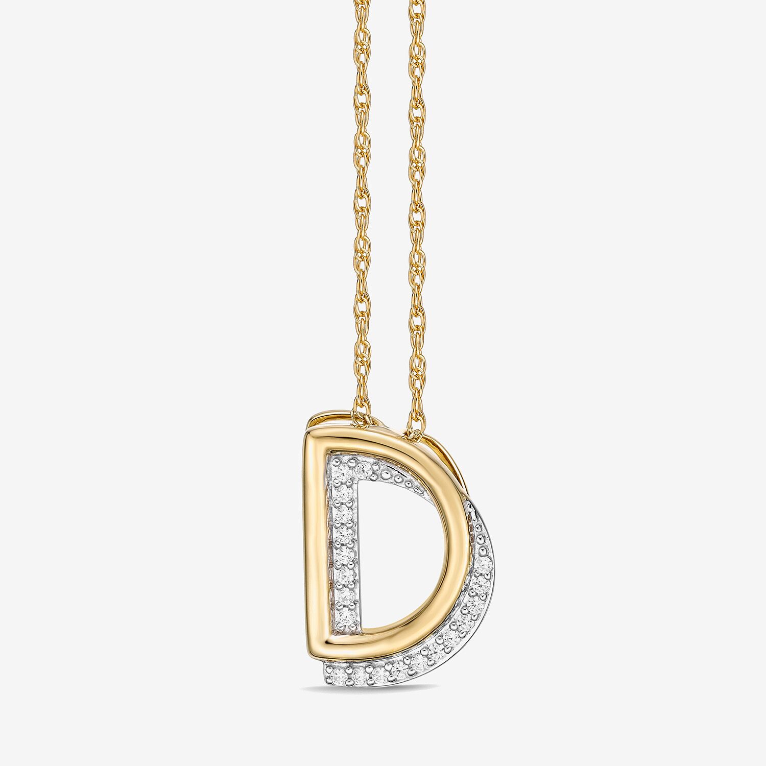 Initial Womens 1/10 CT. T.W. Natural White Diamond 10K Gold 18 Inch Pendant Necklace