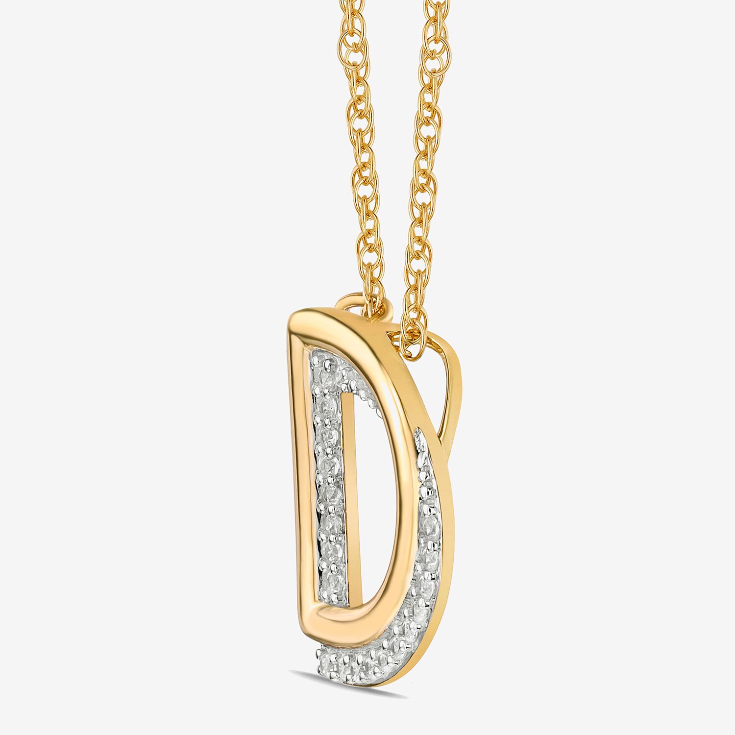 Initial Womens 1/10 CT. T.W. Natural White Diamond 10K Gold 18 Inch Pendant Necklace
