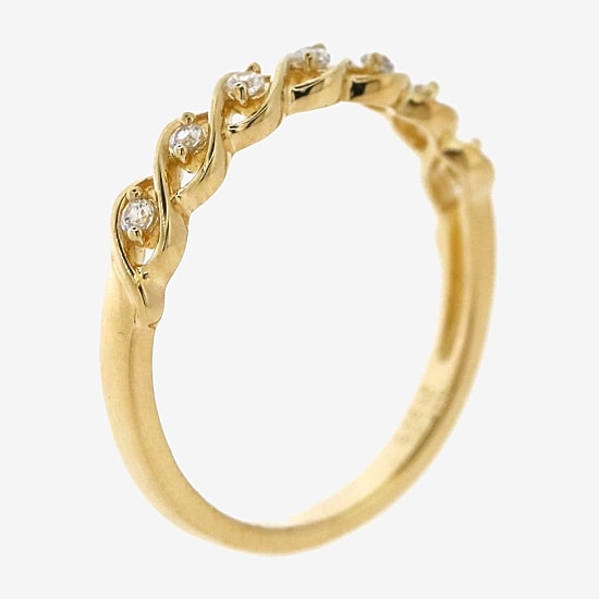 Womens 1/10 CT. T.W. Natural White Diamond 14K Gold Over Silver Stackable Ring